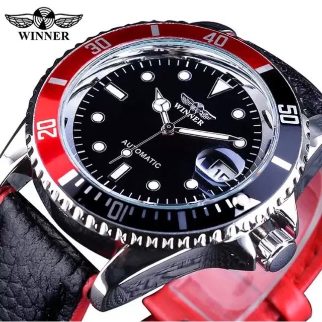 Jam Tangan Automatic Original Winner Submariner Cola Strap Kulit