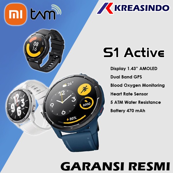 XIAOMI MI Watch S1 Active Amoled SmartWatch Original Garansi Resmi