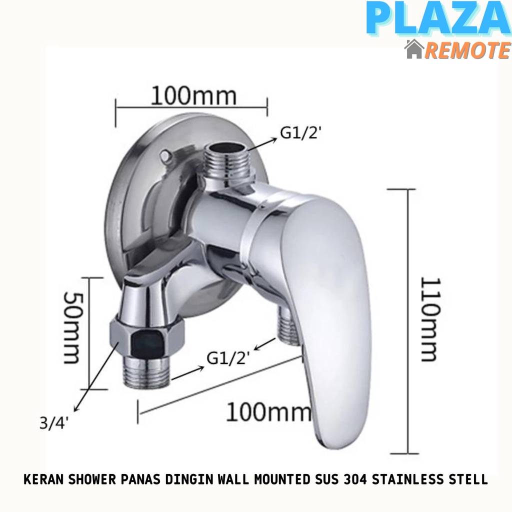 KRAN SHOWER AIR PANAS DINGIN WALL MOUNTED CHROME SUS304 STAINLESS STELL