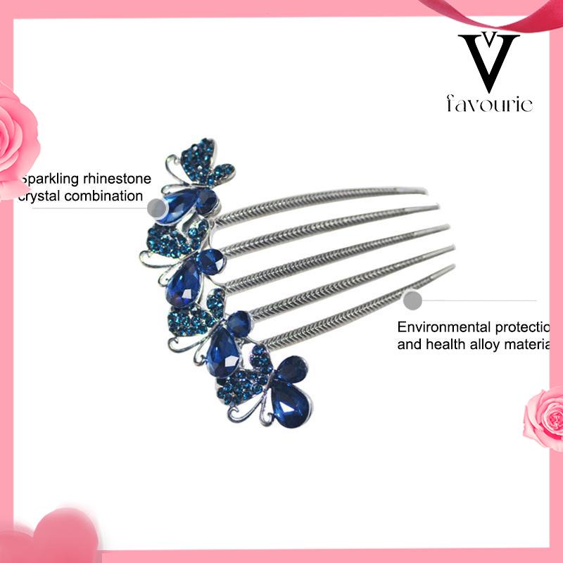 [COD]Kupu-kupu Berlian Imitasi Jepit Rambut Wanita Perhiasan Dewasa Sisir Rambut Mengkilap Elegan-FA