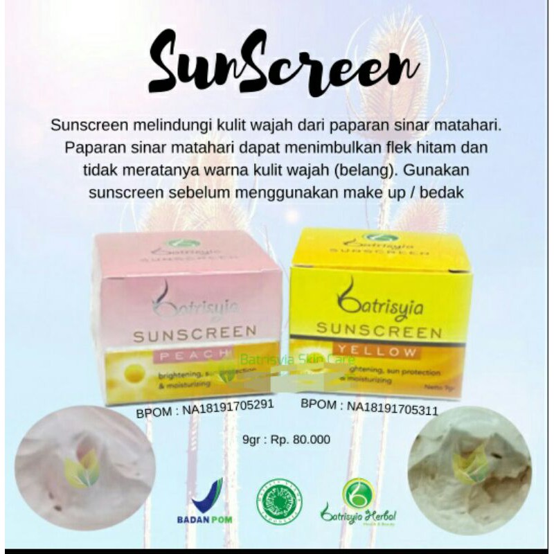 sunscreen batrisyia herbal bpom tabir surya sunblock mencegah flek hitam