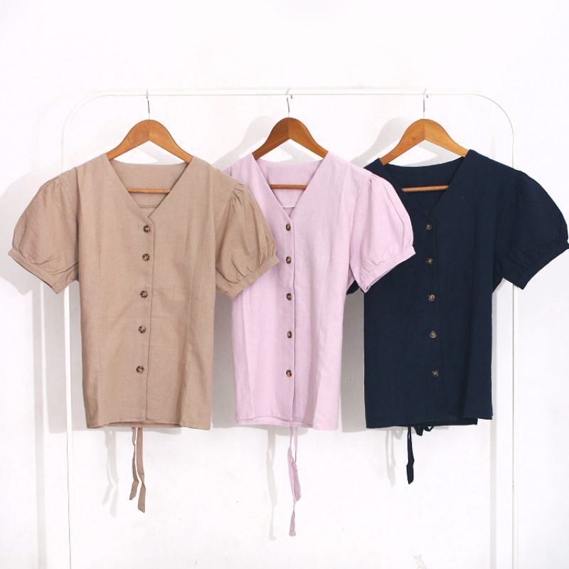 Atasan Polos BV RA-4A /Blouse Polos Bahan Linen HQ