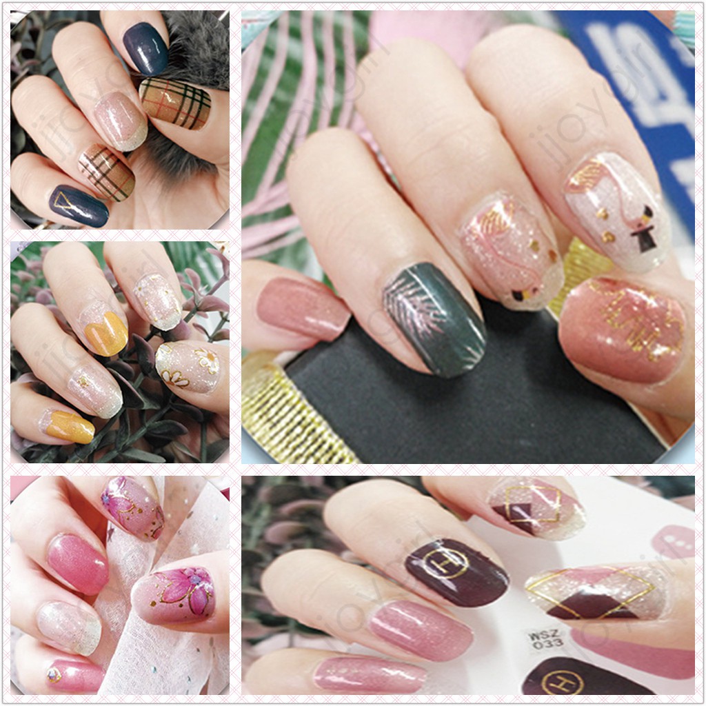WSZ 3D Nail Sticker Kuku Motif Stiker Kuku Glitter Hiasan kuku DIY Waterproof Nail Art Manicure