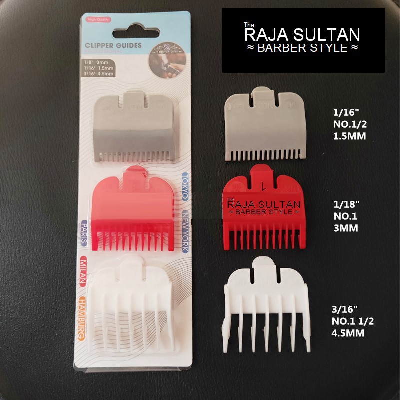 JEJE 3pcs Sepatu Clipper Klipper WAHL Comb universal ukuran 0.5, 1, dan 1.5 untuk berbagai jenis merek