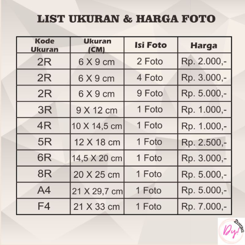 Jual [PAKET] Cetak Foto | Ukuran 2x3 3x4 4x6 2R 3R 4R 5R 6R 8R A4 F4 ...