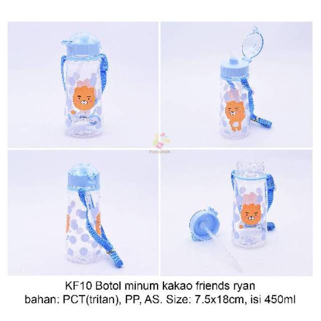 ORI KOREA Botol minum sedotan Kakao Ryan KF10 / Apeach KF11