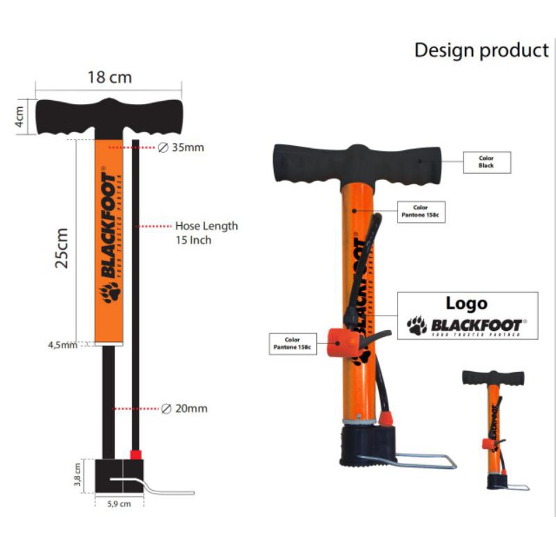 Blackfoot Pompa 25CM Sepeda Hand Pump Bicycle 25 cm Pompa Ban Sepeda