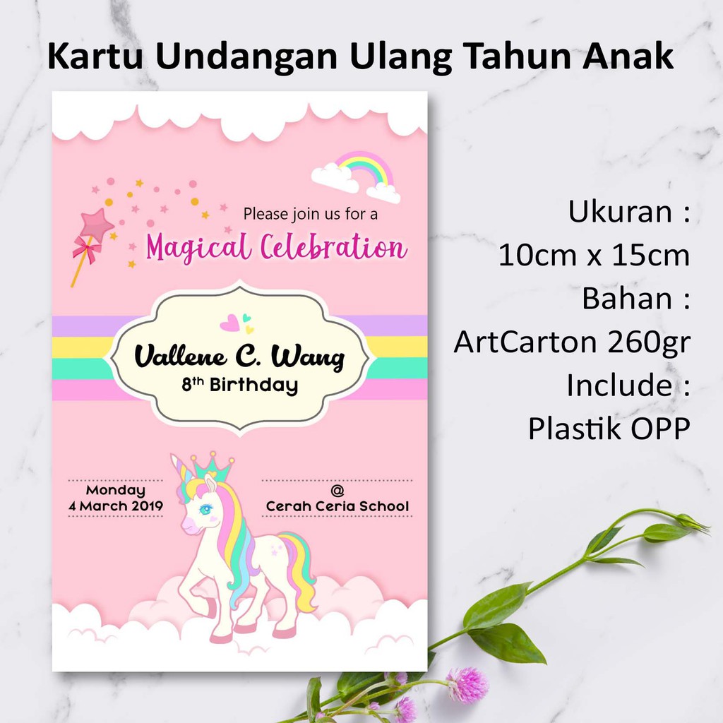 Kartu Undangan Ulang Tahun Anak Unicorn