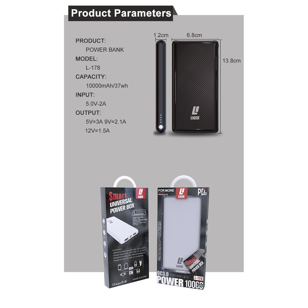 POWERBANK LIGER SMART FLASH L-178 PD &amp; QUALCOM QUICK CHARGE 3.0