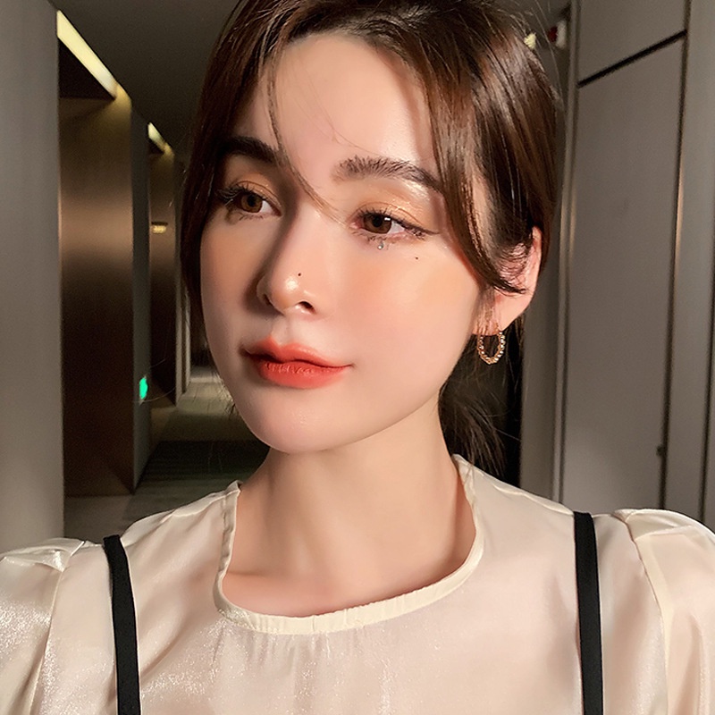 Anting Stud Dangle Manik-Manik Bola Hollow Out Warna Emas Gaya Vintage Korea Untuk Wanita
