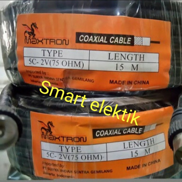 Kabel anterna tv 5c + colokan / kabel antena jadi plus jek 15m maxtron