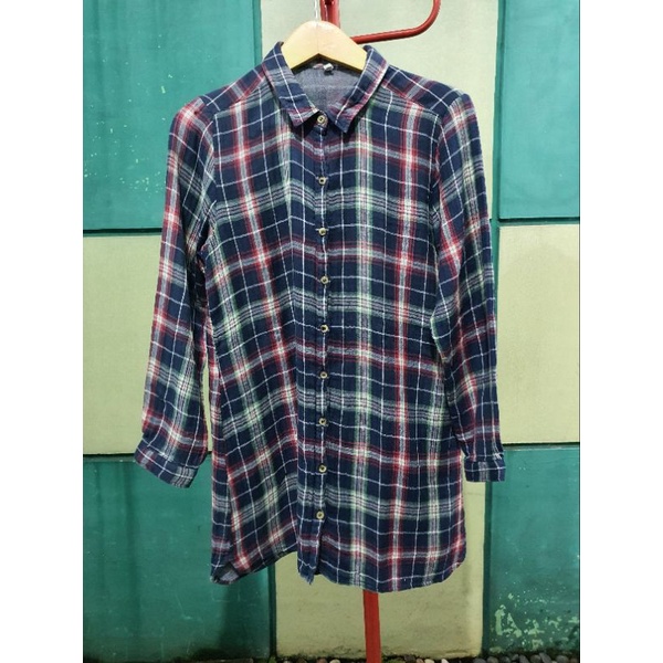 kemeja tartan navy-ijo-merah