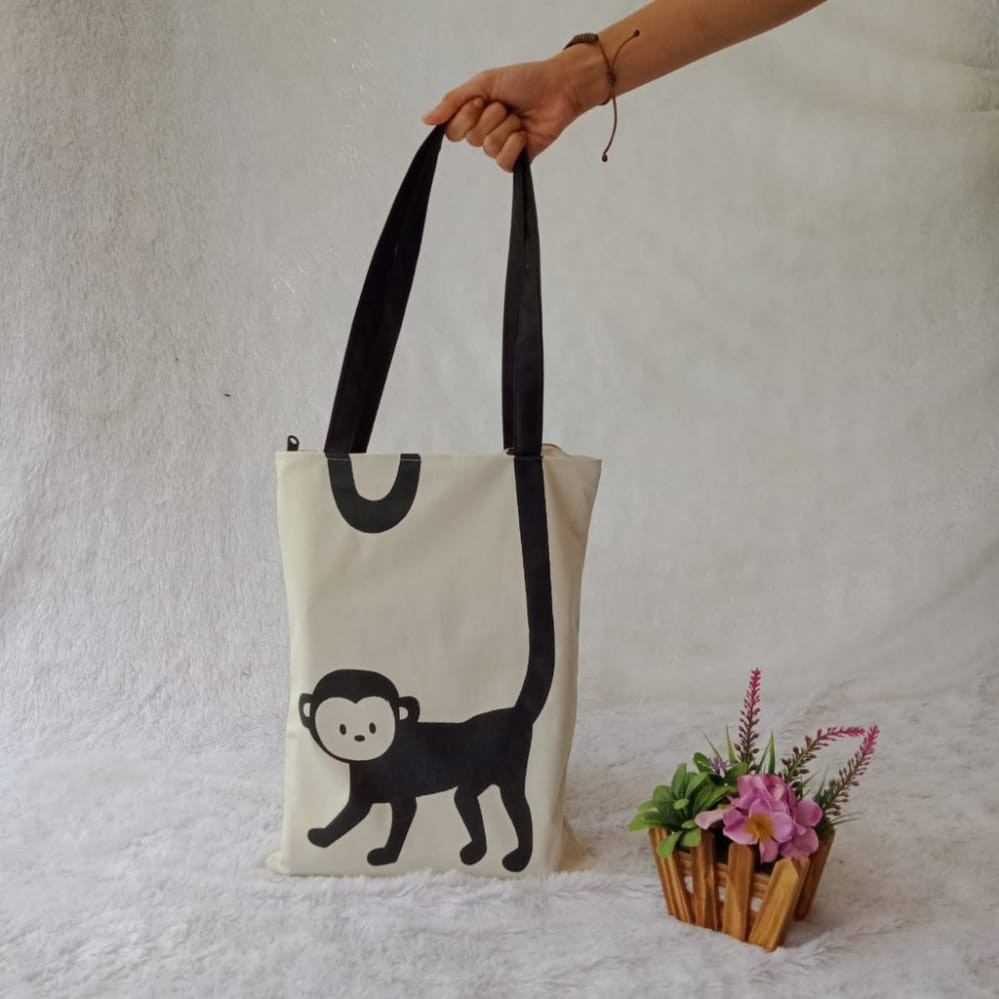 TOTEBAG SERI GAMBAR UNIK BAHAN PREMIUM STOK TERBATAS MONYET/ KUCING/ KAMERA / ANJING ARISTA MURAH