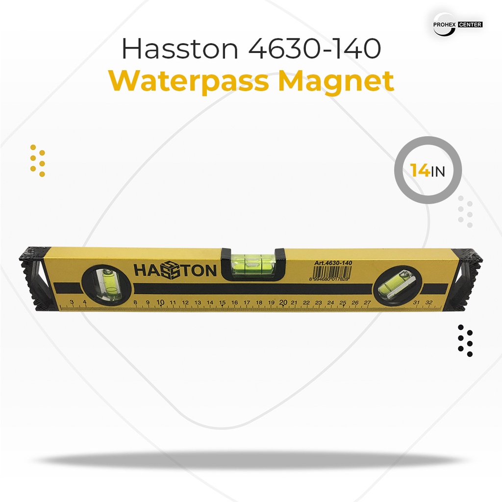 Waterpas 14 in HASSTON PROHEX Magnet - Water Pas Torpedo 35 cm Kuning Tebal HD - 14&quot;