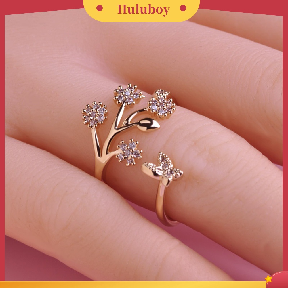 Hu Hu Hu Hu Hu Alat Bantu Pasang Kacamata♡ Perhiasan Cincin Tunangan Desain Kupu-Kupu Warna Silver Untuk Wanita