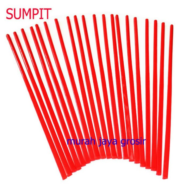 SUMPIT / CHOPSTICK MELAMIN MERAH PER PACK ISI 10 SET