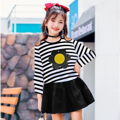 setalan anak / baju anak kekinian atasan motif garis garis