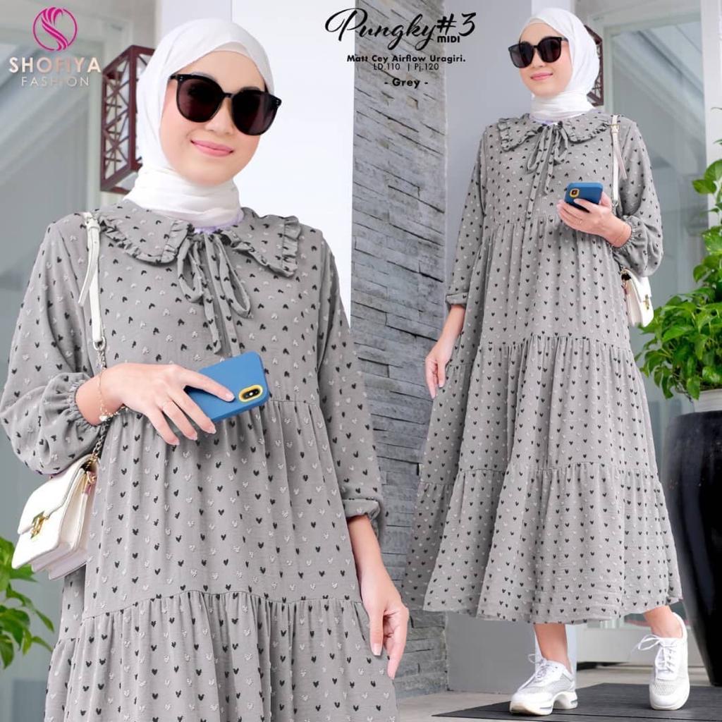 MIDI DRESS PUNGKY Tunik Midi Premium Katun Uragiri Korean