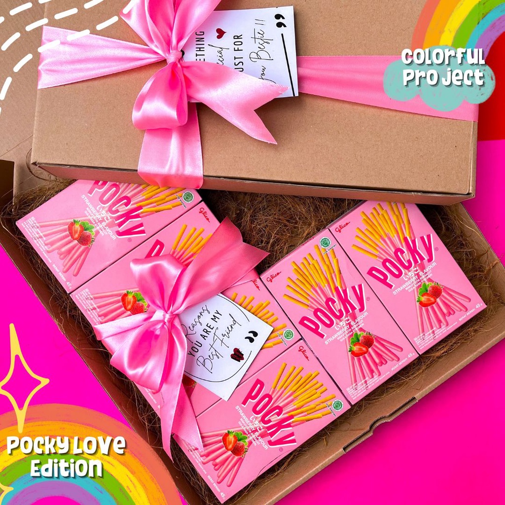 [ COLORFUL PROJECT ] POCKY LOVE ISI 6 | POCKY VIRAL COKLAT PINK MERAH FREE PACKING | POCK SUDAH BENT