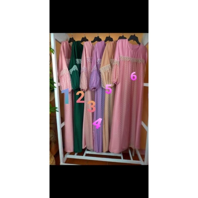 Gamis Renda andini  dress terbaru mix tile full dot