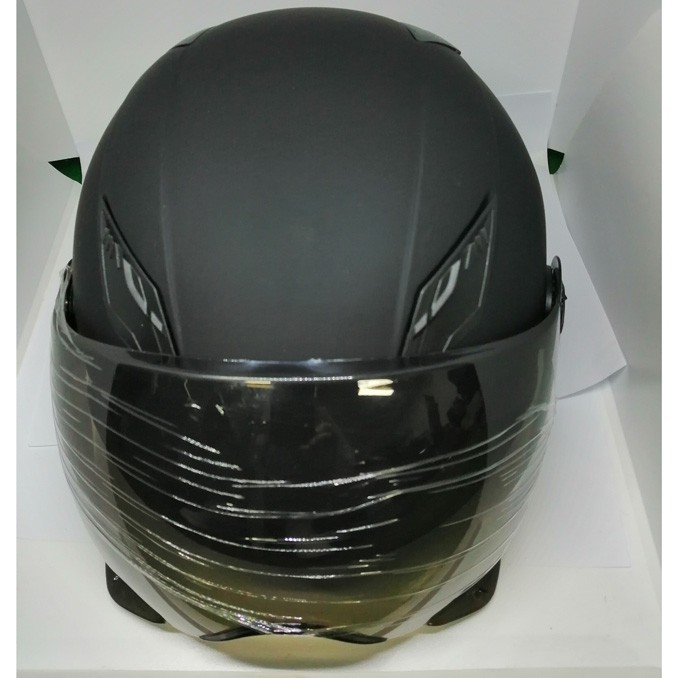 TaffSPORT Helm Sepeda Skuter Motor Elektrik Half Face - 328 - Black