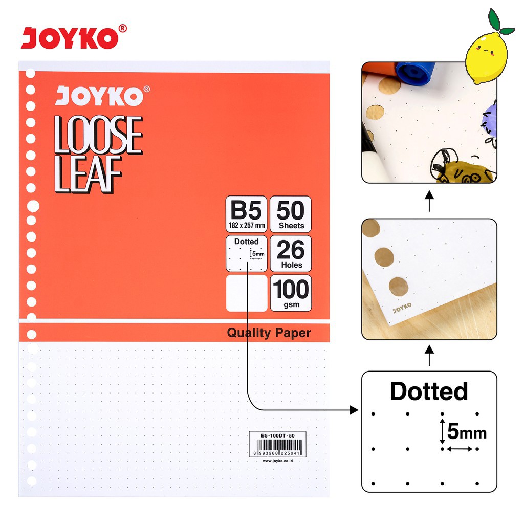 

Loose Leaf Refill Kertas File Binder Joyko B5 Dotted - 50 Lembar