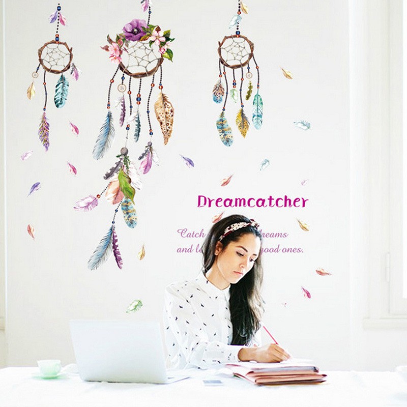 RELIZA WALL STICKER DREAM CATCHER DREAM DREAMCATCHER BULU SK9051 STIKER DINDING