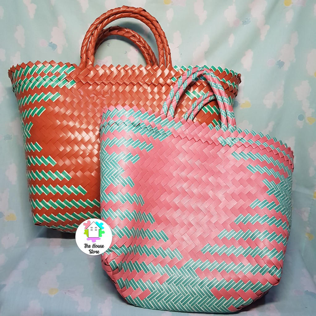  TAS  KERANJANG BELANJA  MOTIF ANYAM 4 ukuran  Shopee 