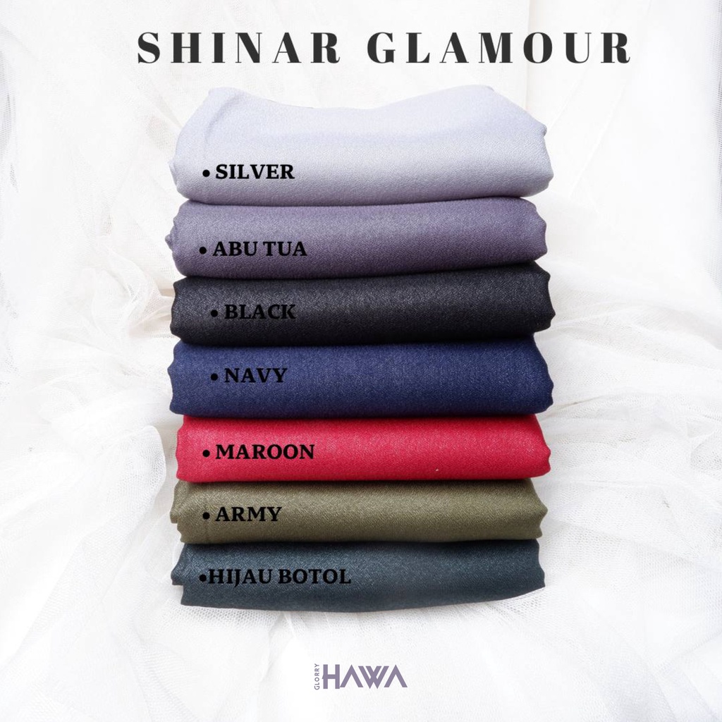 Hijab Segiempat Shinar Glamour Lasercut Gliter Premium Polos Glow
