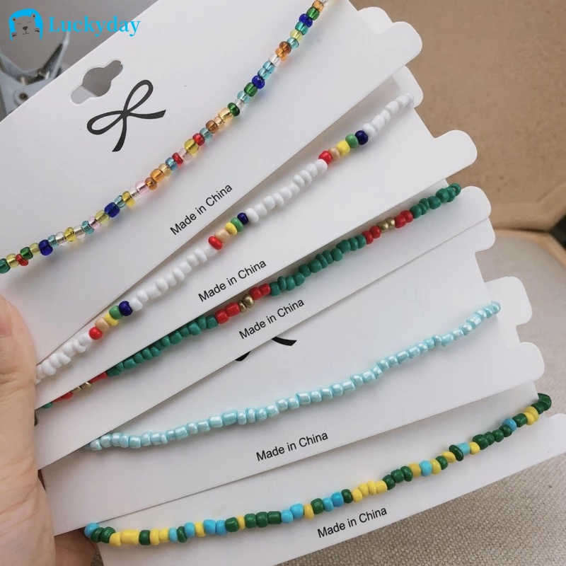 YEEZII Kalung Choker Rantai Pendek Hias Manik-Manik Gaya Korea Untuk Wanita