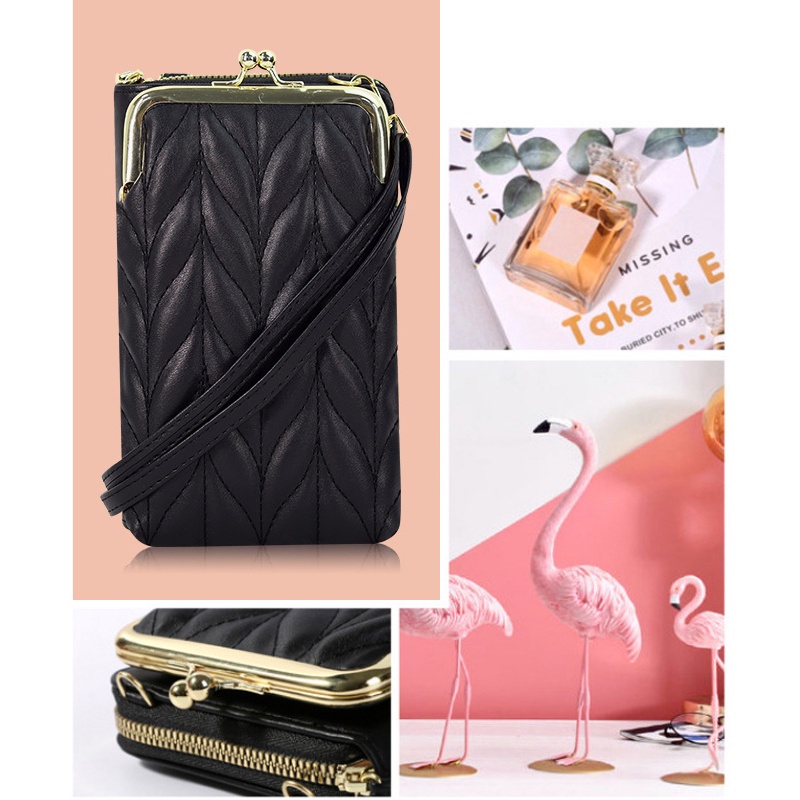 Tas Selempang Wanita Bahan Terbaru Model Import Tas Bahu Multifungsi Dompet Vertikal Fashion