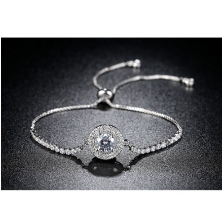 Gelang Serut Lapis Emas Putih Silver Zircon