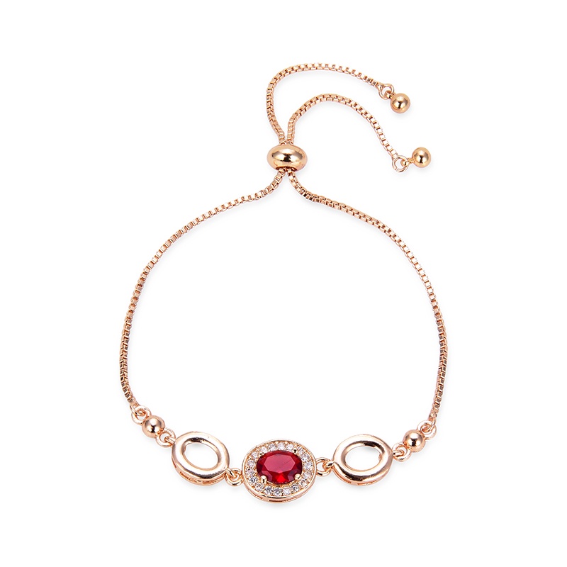 COD Gelang titanium lapis emas bola kristal berlian xuping Perhiasan perak 07b-139B-Merah