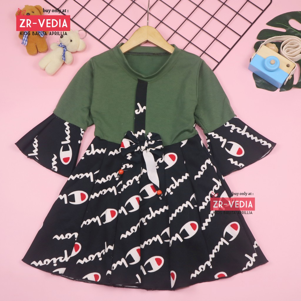 Dress Sissy 1-8 Tahun / Dress Anak Lengan Panjang 3/4 Baju Perempuan Dres Terompet Cutbray Blouse