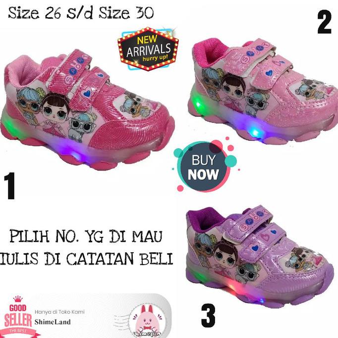 Sepatu Anak Perempuan Lol Surprise Nyala Lampu Led Sneakers