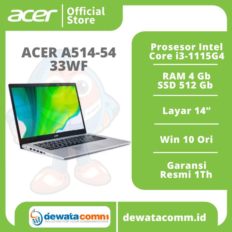 NOTEBOOK ACER A514-54-33WF Core i3 4/512Gb