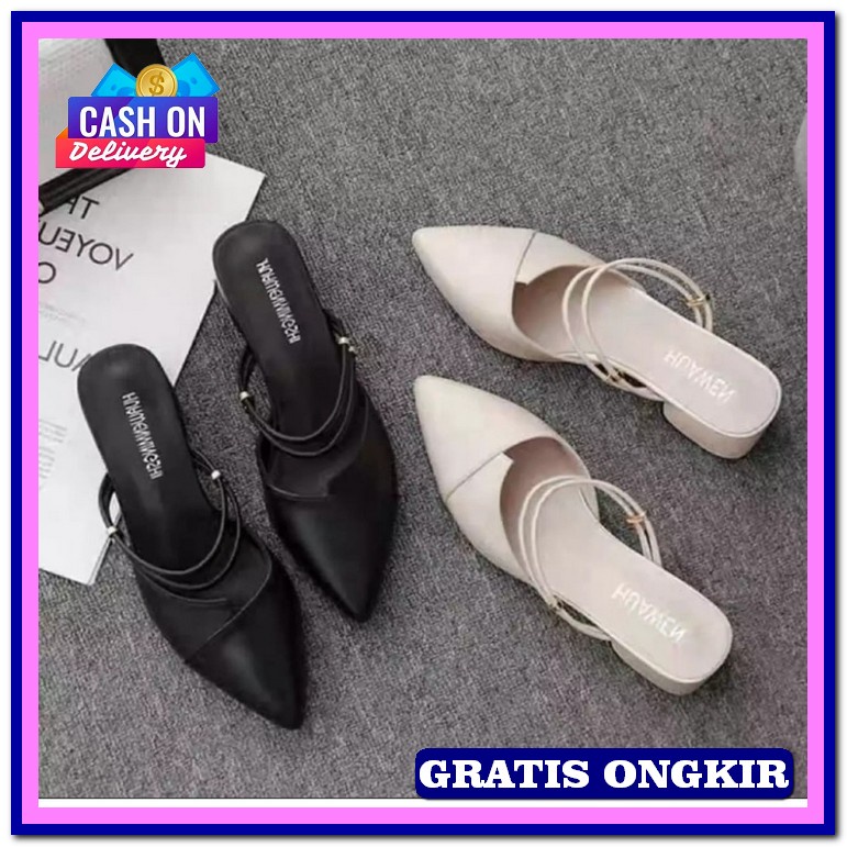 Heels Wanita High Heels Kondangan High Heels Basic High Heels Terbaru  Sandal Hak Tahu 3Cm Bapau Km
