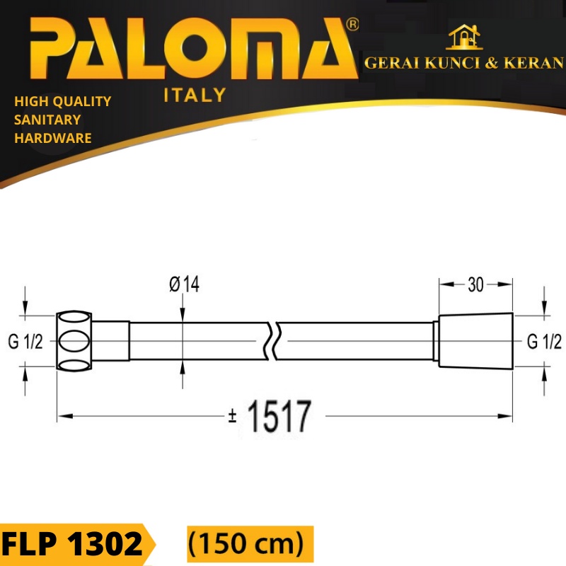 PALOMA PVC Flexible Hose FLP 1302 Selang Shower 1500MM atau 150CM
