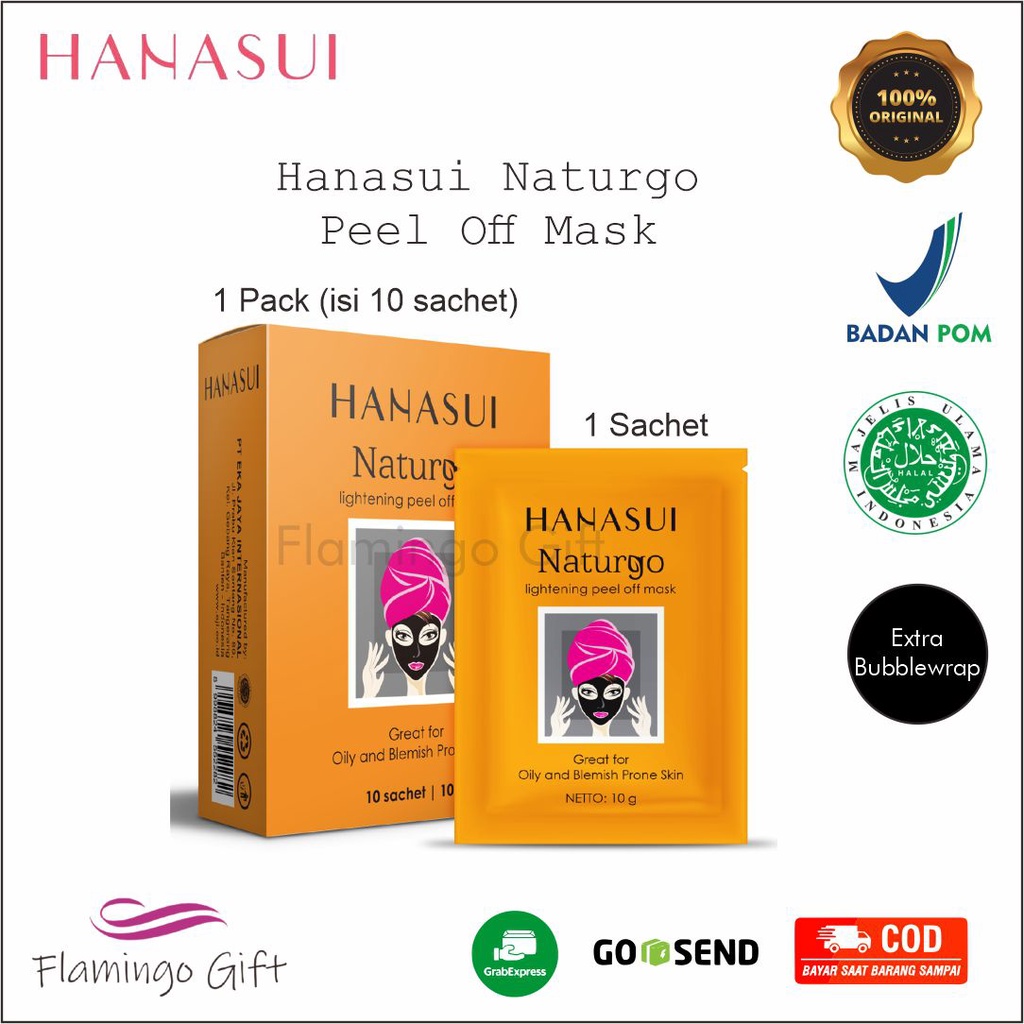 Masker Wajah Hanasui / Masker Komedo / Masker Hitam Naturgo / BPOM Original