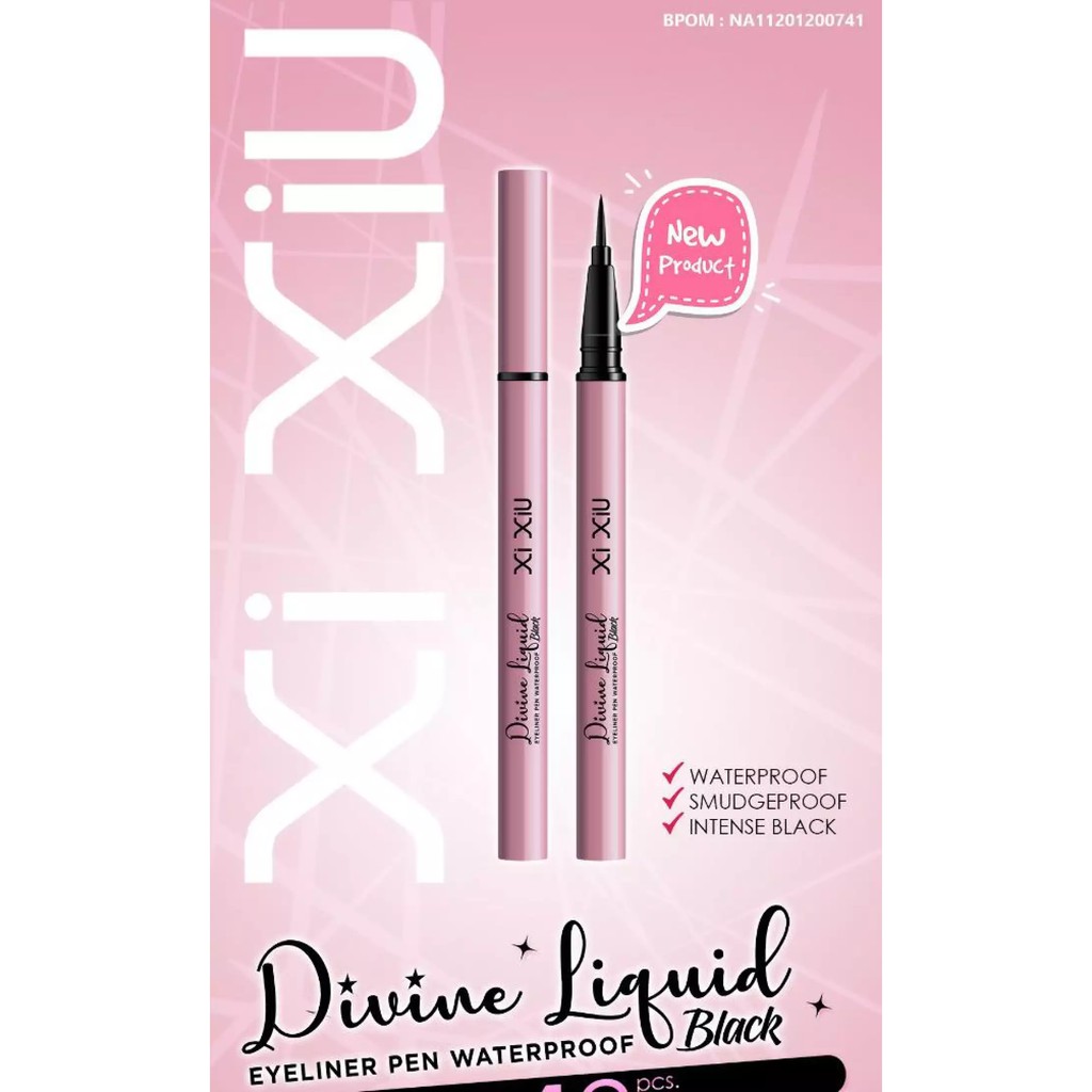 Xi Xiu Divine Liquid Eyeliner Pen Waterproof | Xixiu Eyeliner Black (BPOM)(KEMASAN PINK)