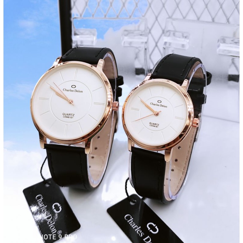 JAM TANGAN COUPLE KEREN SIMPLE ELEGANT CHARLES DELON ORIGINAL WATER RESIST NEW