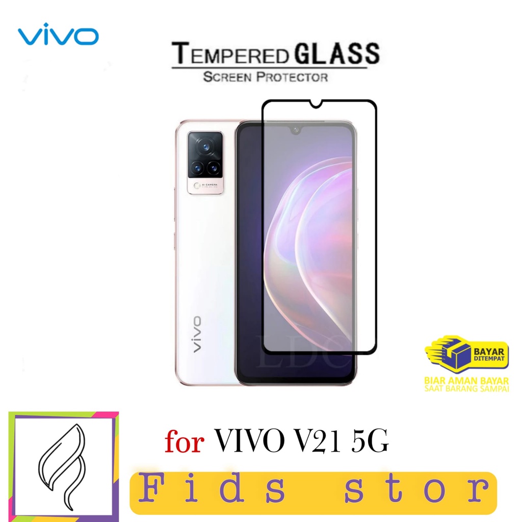 PROMO Tempered Glass VIVO V21 5G TG Layar FULL COVER Black Premium Screen, Protector FULL Screen