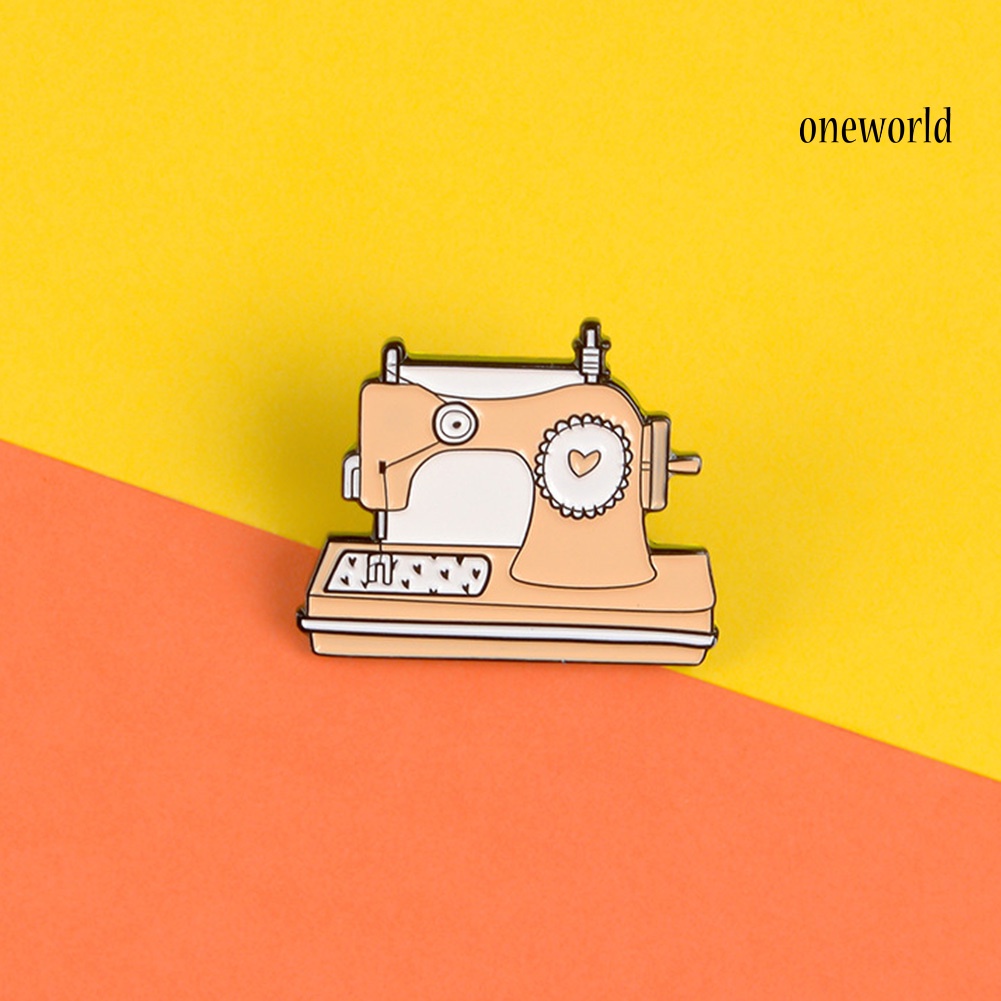 OW@ Cartoon Unisex Sewing Machine Shaped Enamel Brooch Pin Handcraft DIY Badge Gift