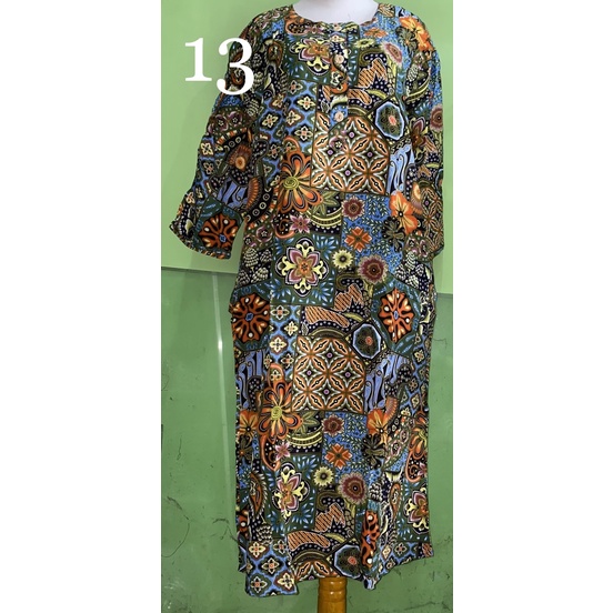 DASTER PENDEK LENGAN 3/4 LD 115CM KENCANA UNGU LABEL BIRU-13