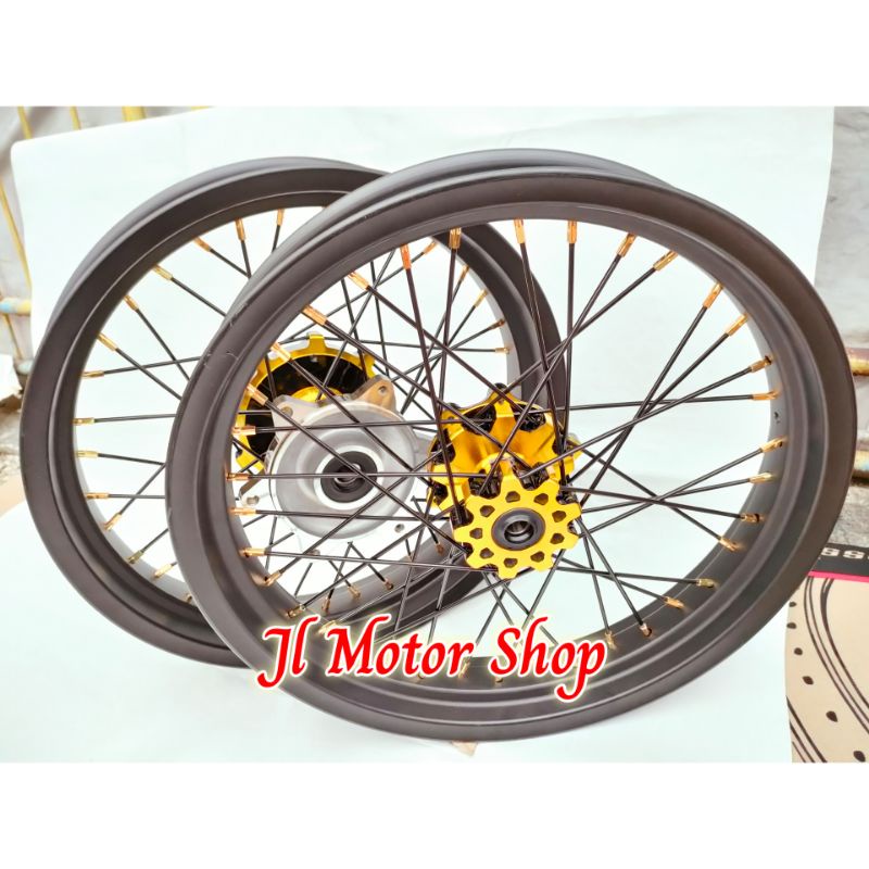 VELG SUPERMOTO CRF CRF150 L CRF150L -  SEPAKET VELG SET SUPER MOTO CRF 150 CRF150 L CRF150L TROMOL TWOTONE RING 17