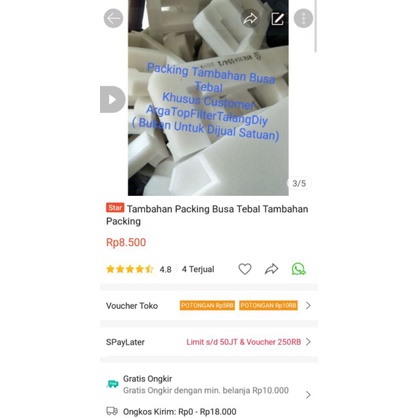 Tambahan Packing Busa Tebal Tambahan Packing