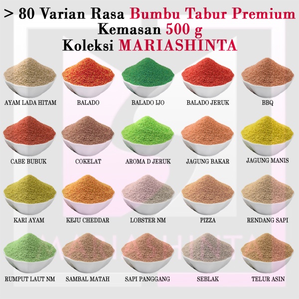 

500g Bumbu Tabur > 60 Rasa Pilihan Bumbu Tabur Premium Macam Rasa 500 g (Halaman 2)