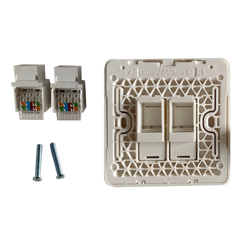 Vivi Female To Female CAT6 RJ45 LAN Faceplate 86x86mm Stop Kontak Colokan Internet Tanpa Alat