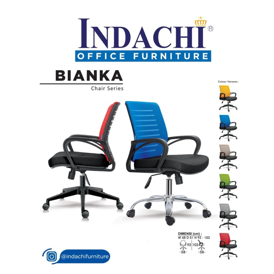 Kursi Kantor / Kursi Kerja Staff Ergonomis Indachi Bianka (model jaring dan nyaman)