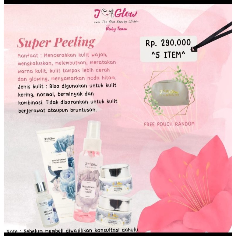 Jglow Skincare Paket Super Pelling Serum Whitening Jelas Glowing(Mencerahkan wajah normal dan ada bekas jerawat)